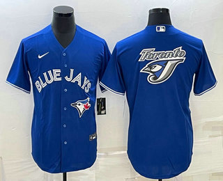 Mens Toronto Blue Jays Big Logo Blue Stitched MLB Cool Base Nike Jersey->->MLB Jersey